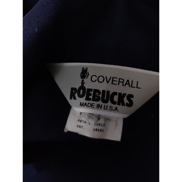 VINTAGE Sears Coverall Roebucks Navy Blue Long Sleeve Zip Button Coveralls 44T - Picture 11 of 12